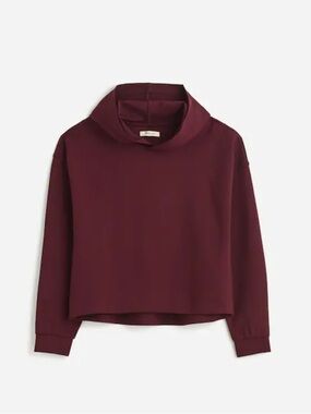 Madewell Wine-Burgundy Cropped Funnel Neck Sweatshirt